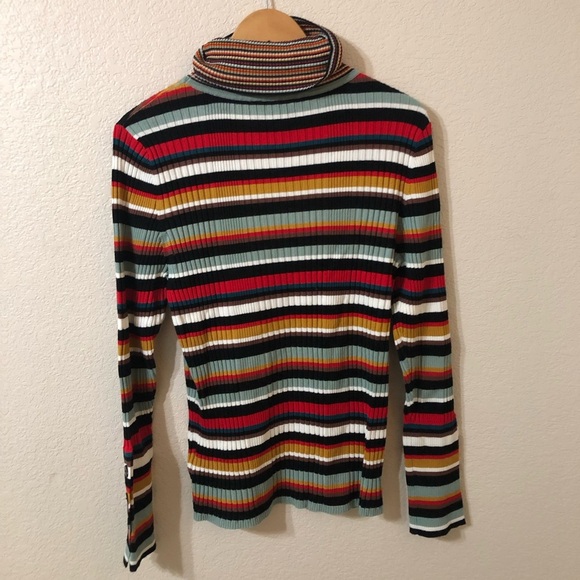 Anthropologie Moth Fawcett Striped Multicolor 90s Turtleneck - Size XL - Picture 5 of 6